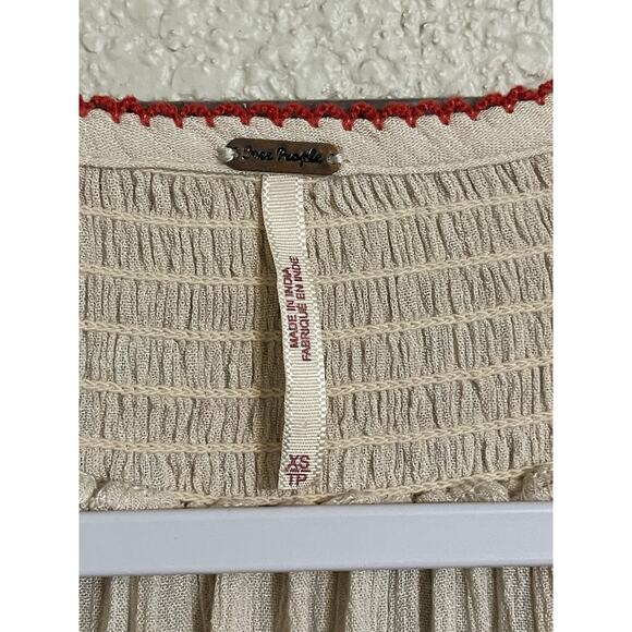 Free People Dress Women’s XS Wind‎ Willow Embroidered Cream and Red Summer - Picture 5 of 15